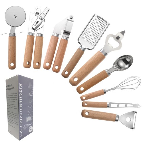 9-Piece Kitchen Utensil Set with Wooden Handles — product image 1