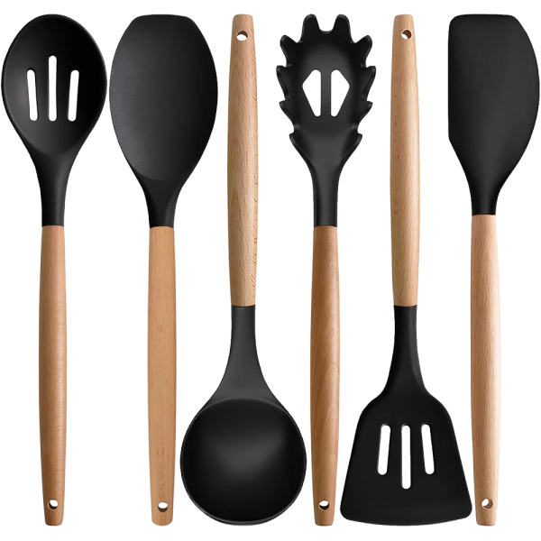 Heat-Resistant Kitchen Utensil Set with Wooden Handles — product image 1