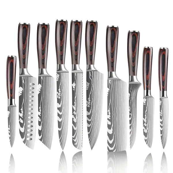 10-Piece Premium Kitchen Knife Set with Wooden Handles — product image 1