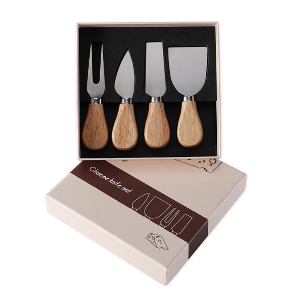 4-Piece Premium Cheese Knife Set with Rubber Wood Handles — product image 5
