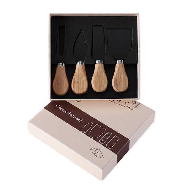 4-Piece Premium Cheese Knife Set with Rubber Wood Handles — product image 6