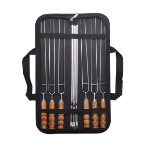 6-Piece BBQ Skewers with Wooden Handles, Carry Bag | YinHao Houseware