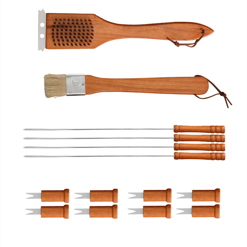 18-Piece Stainless Steel BBQ Tool Set with Wooden Handles — product detail 4 | YinHao Houseware