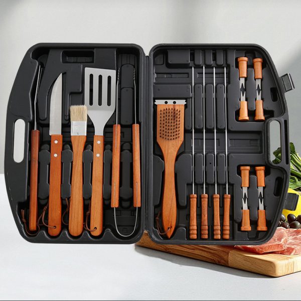 18-Piece Stainless Steel BBQ Tool Set with Wooden Handles — product image 5