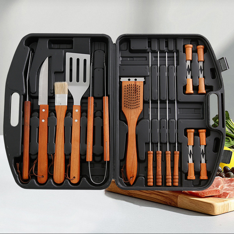 18-Piece Stainless Steel BBQ Tool Set with Wooden Handles — product detail 5 | YinHao Houseware