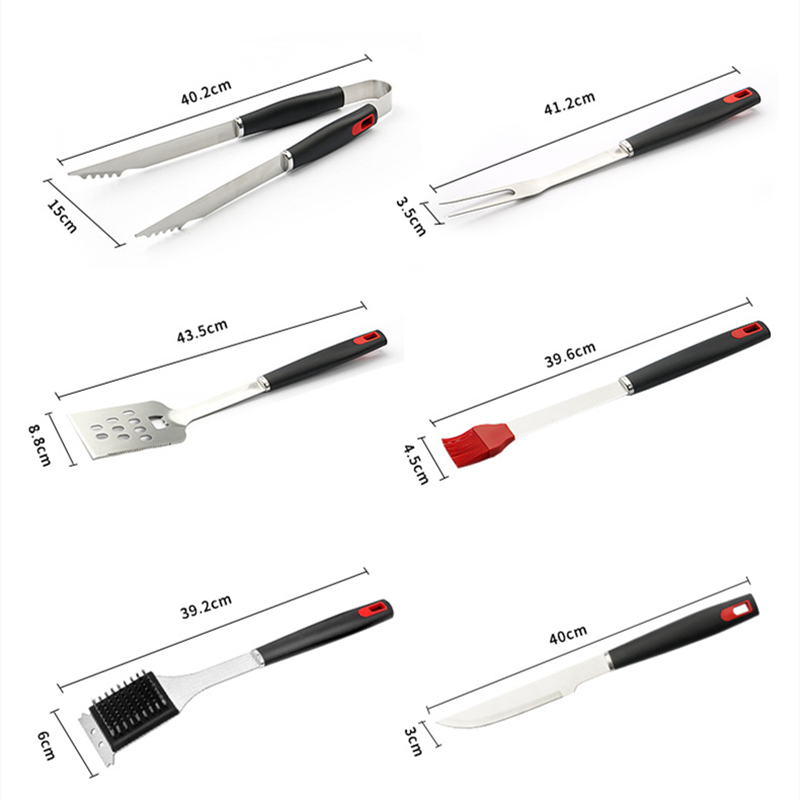 6-Piece Heavy-Duty Stainless Steel BBQ Tool Set for Camping — product detail 2 | YinHao Houseware