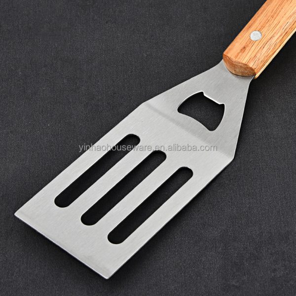 4-Piece Stainless Steel BBQ Tool Set with Wooden Handles — product image 4