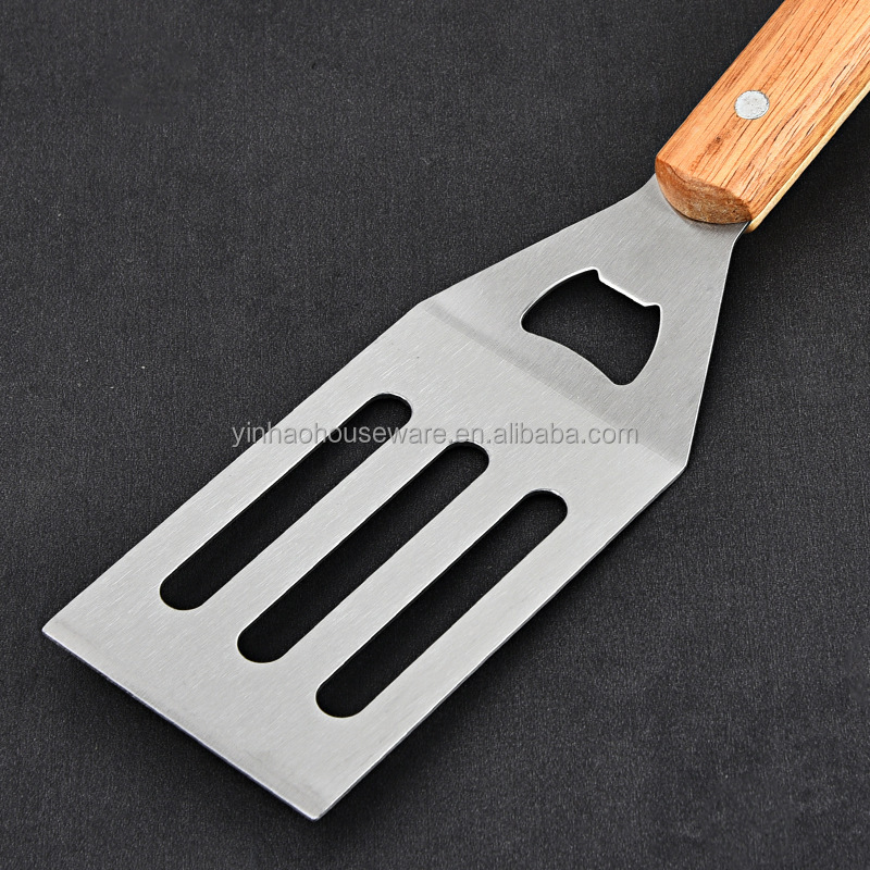4-Piece Stainless Steel BBQ Tool Set with Wooden Handles — product detail 4 | YinHao Houseware