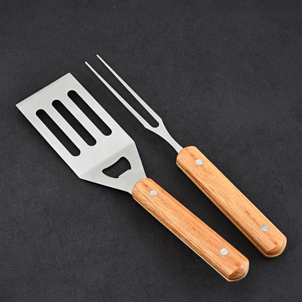 4-Piece Stainless Steel BBQ Tool Set with Wooden Handles — product image 5