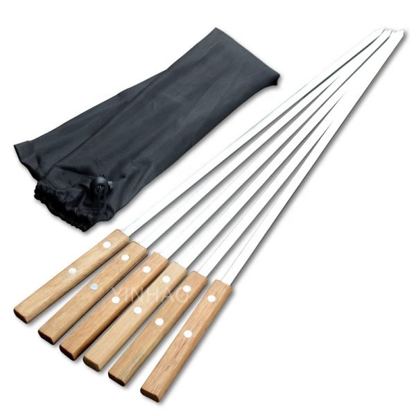 6-Piece 23.6 Inch BBQ Skewers with Wooden Handles — product image 1