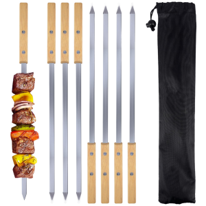 6-Piece 21.65 Inch BBQ Skewers with Wooden Handles | YinHao Houseware