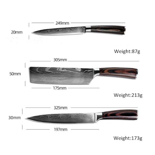 8-Piece Chef Knife Set with Wooden Handles — product image 3