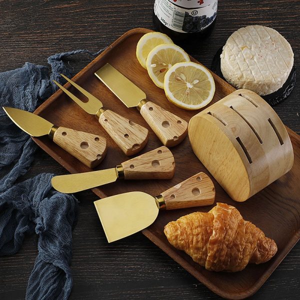 6-Piece Cheese Knife Set with Storage Holder — product image 2