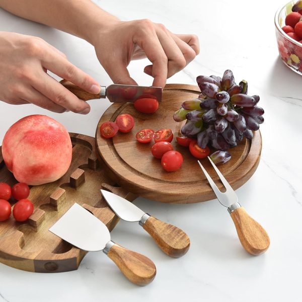 Cheese Board & Knife Set with Acacia Wood Handles for Cheese Platters — product image 4