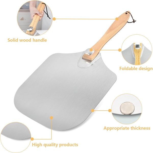 4-Piece Pizza Peel Set with Folding Wooden Handle — product image 4