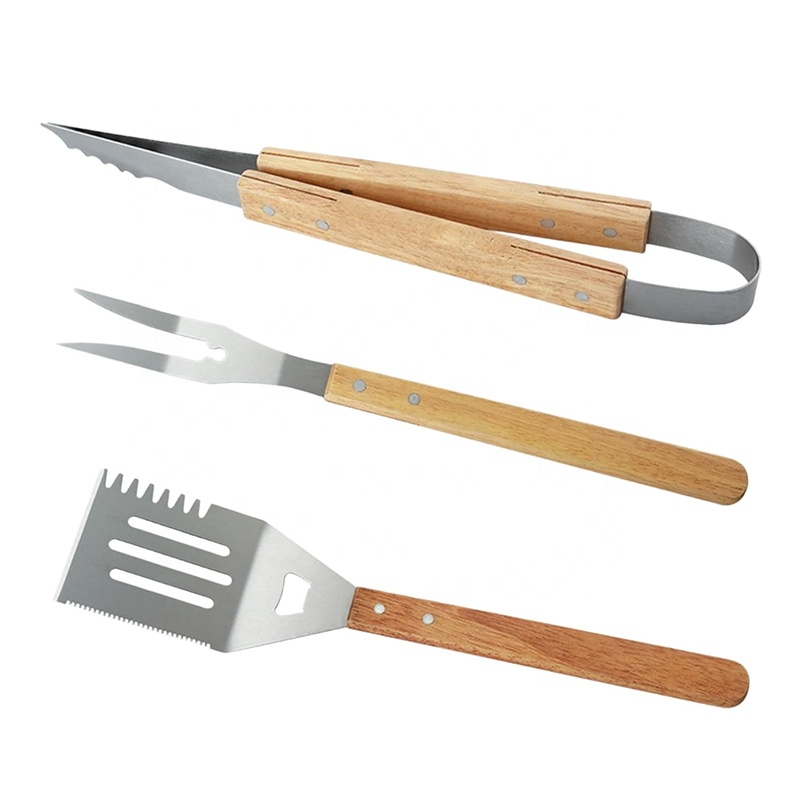 Stainless Steel BBQ Tool Set with Wooden Handles — product detail 3 | YinHao Houseware