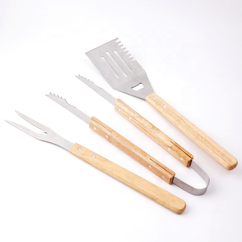 Stainless Steel BBQ Tool Set with Wooden Handles — product detail 5 | YinHao Houseware