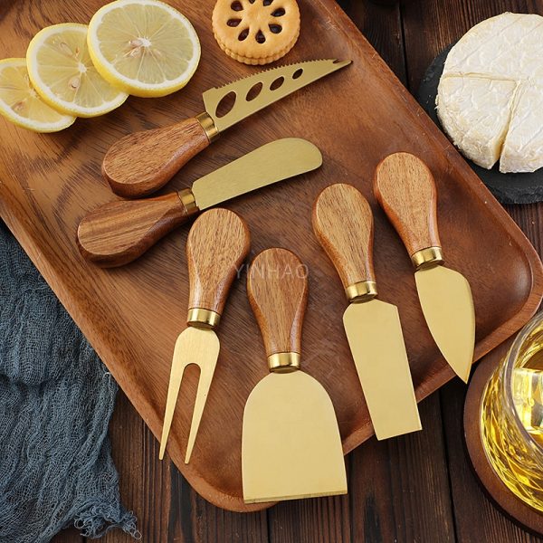 6-Piece Cheese Knife Set with Acacia Wood Handles — product image 4