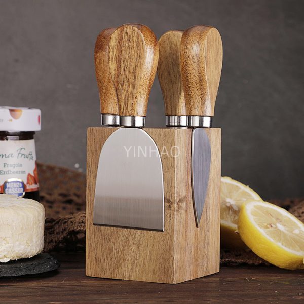 5-Piece Cheese Knife Set with Acacia Wood Handles — product image 3