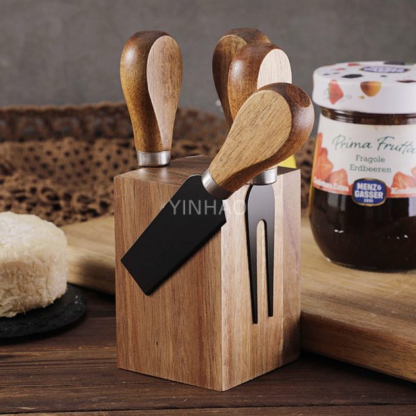5-Piece Cheese Knife Set with Acacia Wood Handles — product image 4