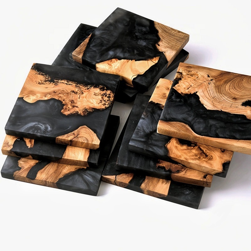 YINHAO Wholesale Square Epoxy Resin WoodCup Coaster 4.jpg