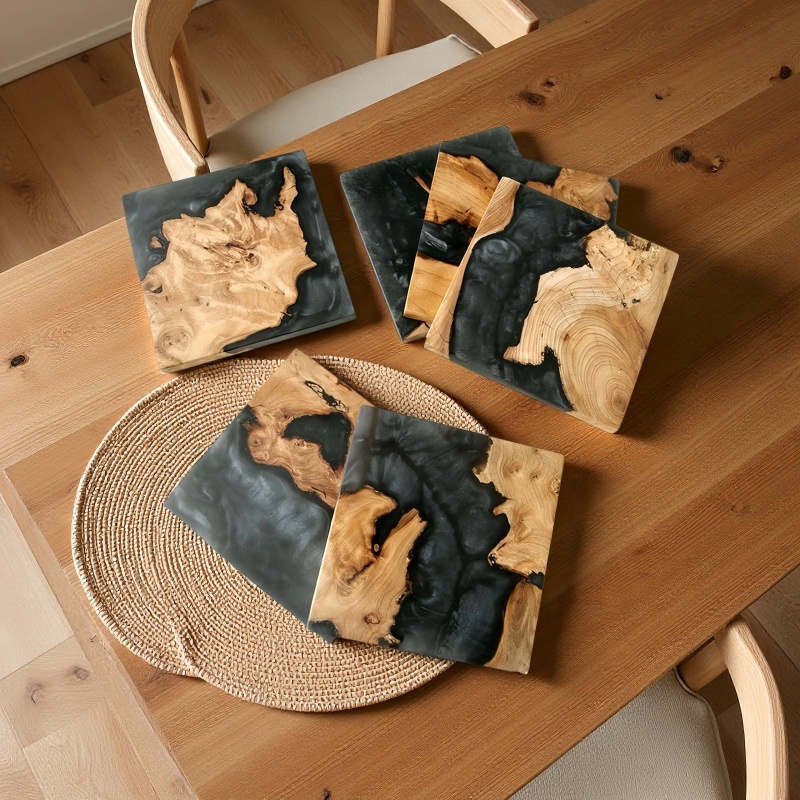 YINHAO Wholesale Square Epoxy Resin WoodCup Coaster.jpg